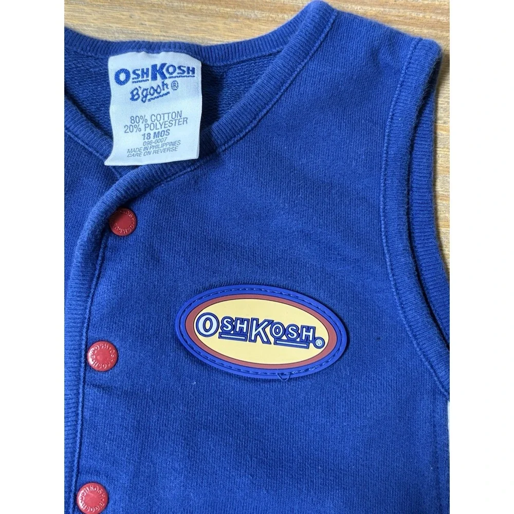 Vintage Oshkosh b'gosh 18m overalls jump bodysuit romper Blue Red Striped